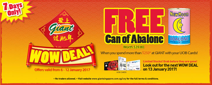 Giant’s deal: Free can of Abalone ($39.80) when spending more than $250