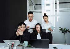 busy people meeting