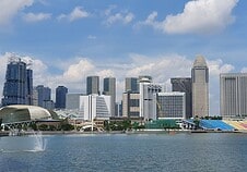 singapore landscape with river and buildings