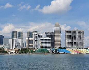 singapore landscape with river and buildings