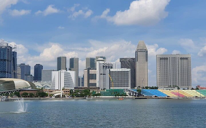 singapore landscape with river and buildings