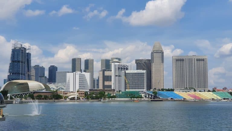 singapore landscape with river and buildings